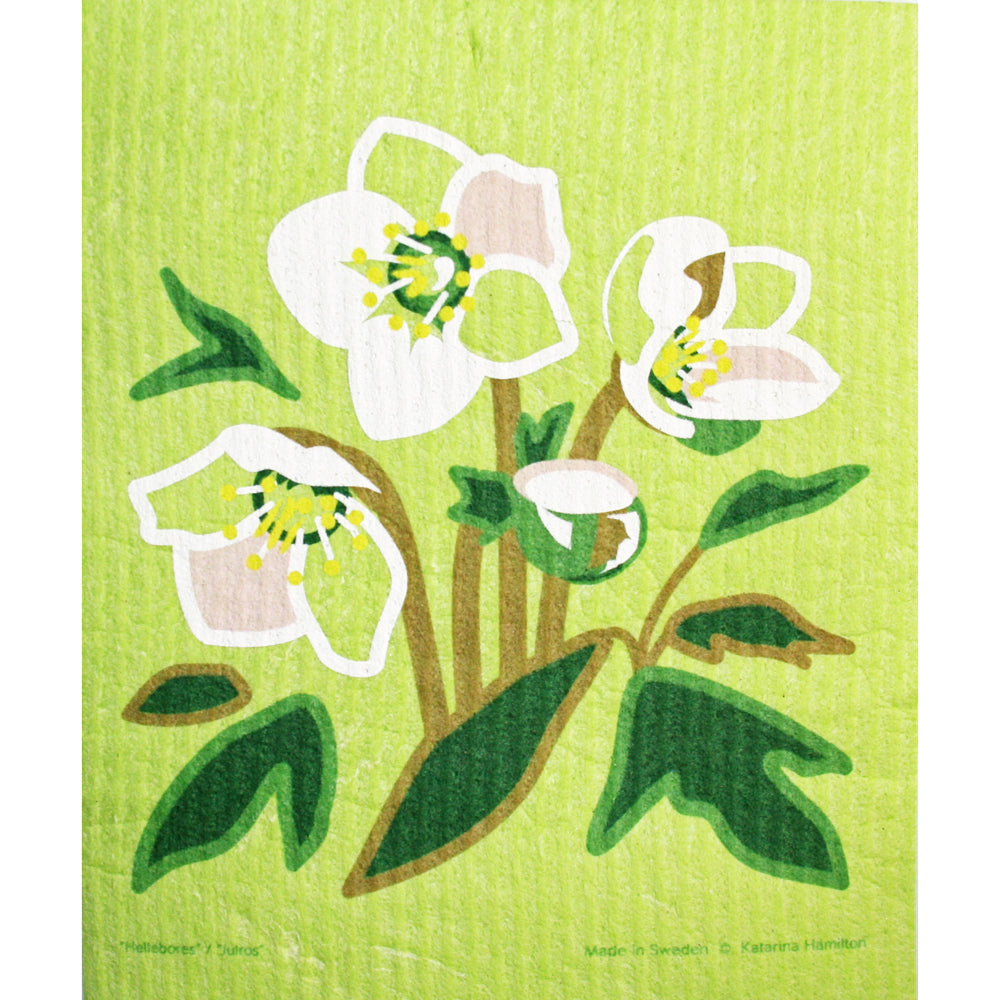 Swedish Dishcloth - Hellebores