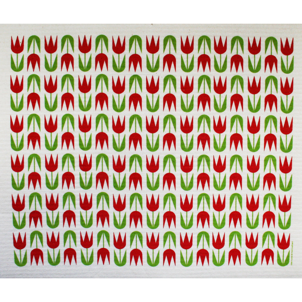 Swedish Drying Mat - Red Tulips