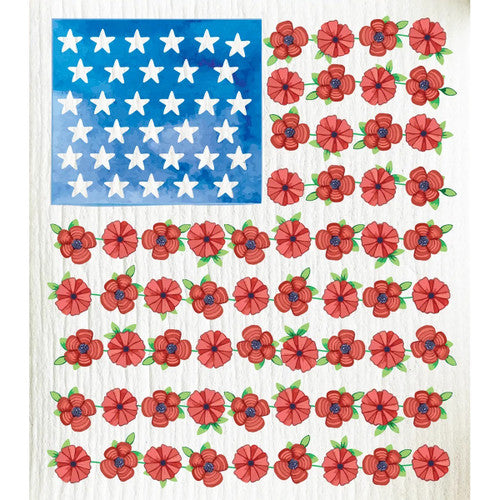 Swedish Dishcloth - Floral American Flag