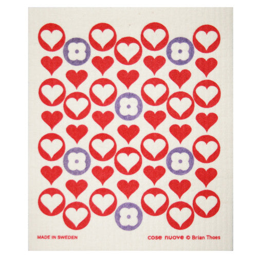 Swedish Dishcloth - Hearts & Flowers