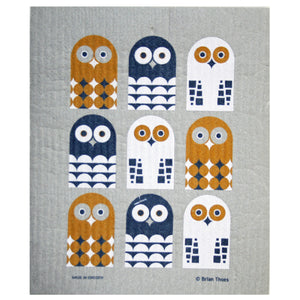 Swedish Dishcloth - Owl Family