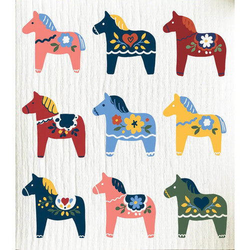 Swedish Dishcloth - Swedish Dala Horses