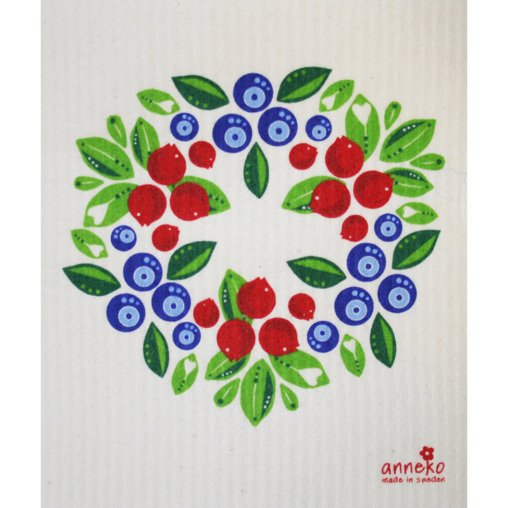 Swedish Dishcloth - Berry Wreath