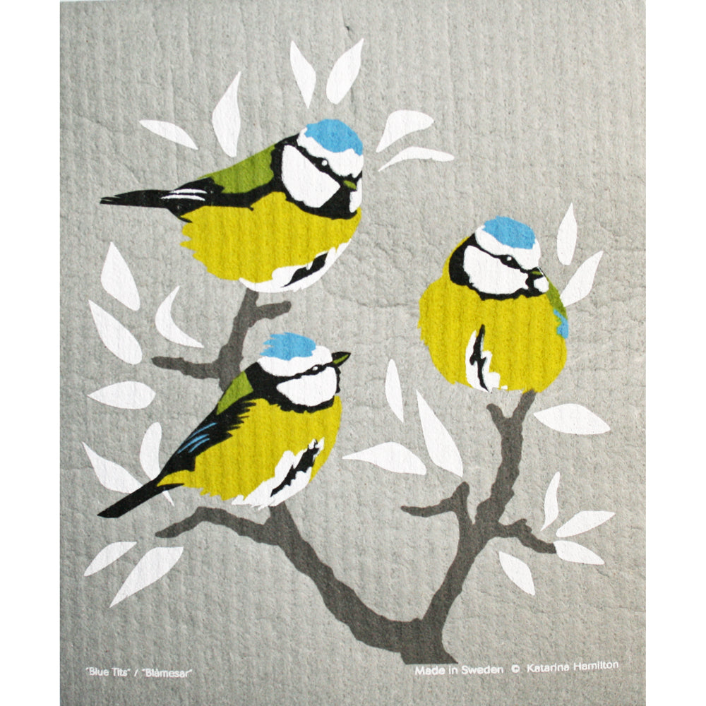 Swedish Dishcloth - Blue Cap Birds