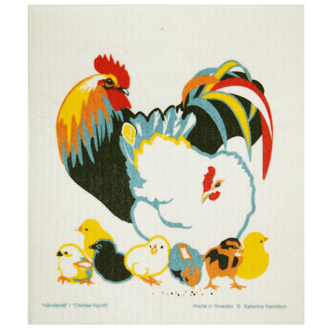 Swedish Dishcloth - Chicken Family