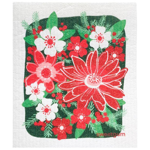 Swedish Dishcloth - Christmas Flowers