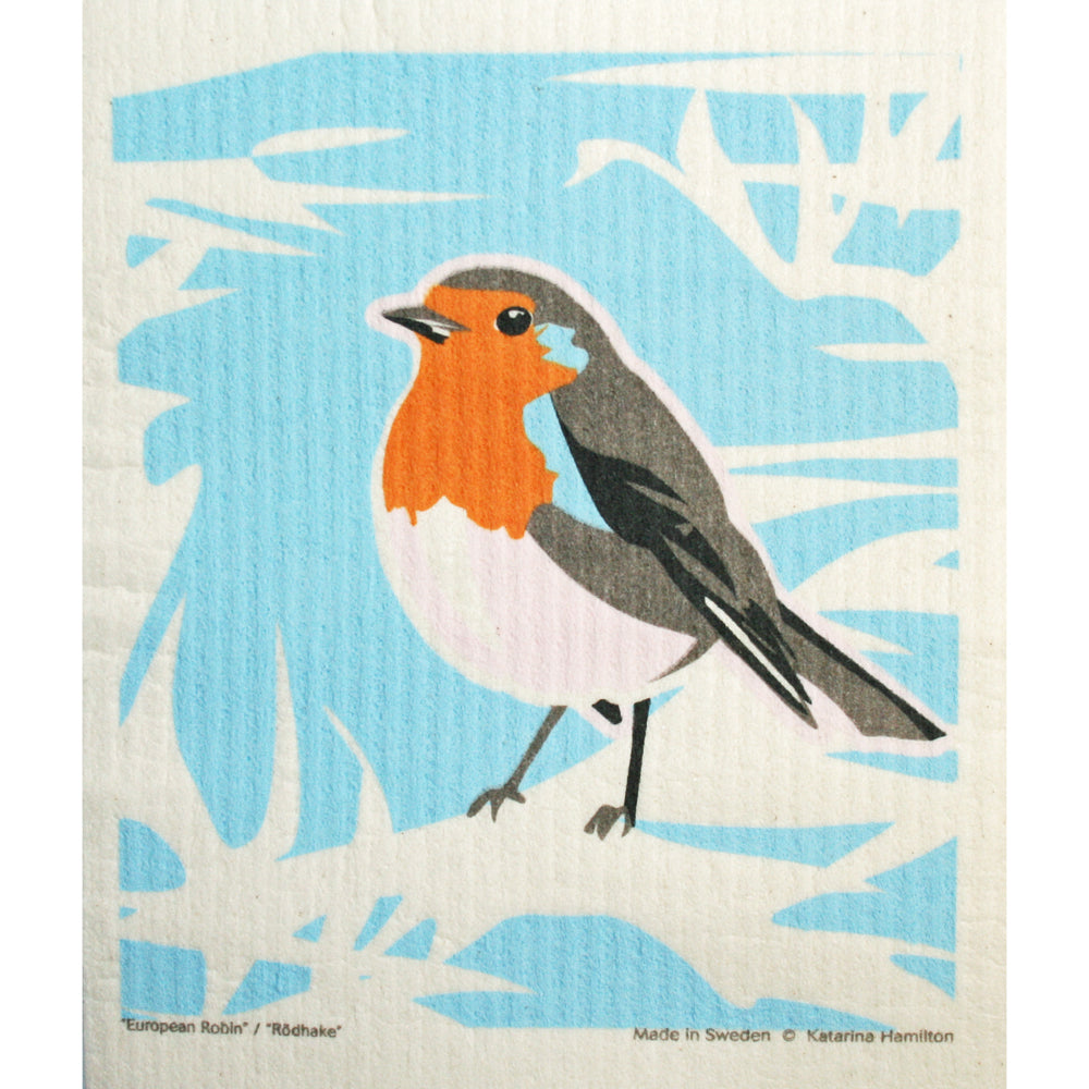 Swedish Dishcloth - European Robin