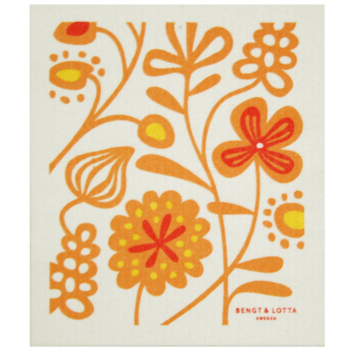 Swedish Dishcloth - Flower Meadow Orange