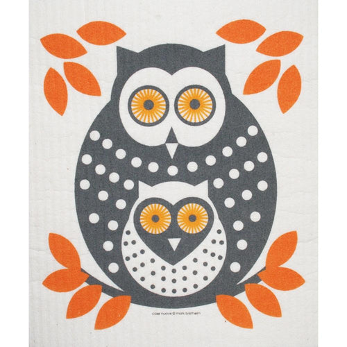 Swedish Dishcloth - Owl - Orange