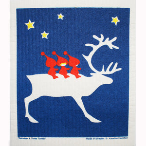 Swedish Dishcloth - Reindeer and Tomte