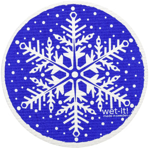Swedish Dishcloth - Snowflake Blue Round
