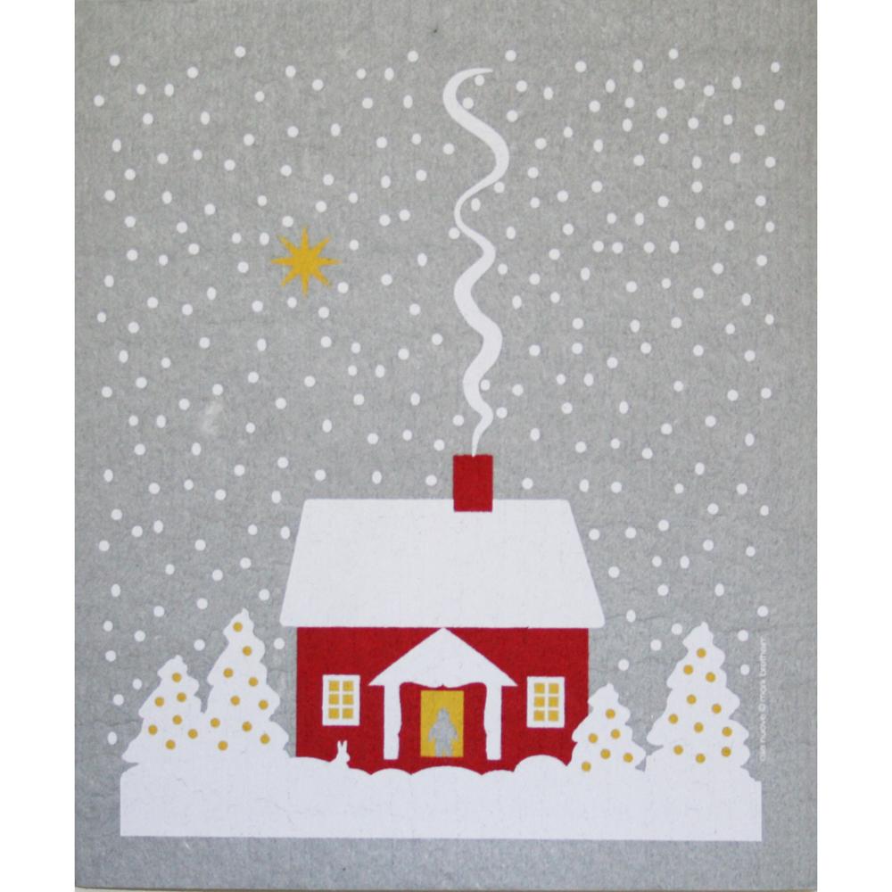 Swedish Dishcloth - Snowy House-Stuga
