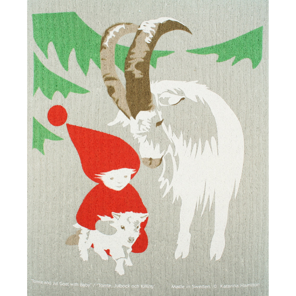 Swedish Dishcloth - Tomte and Goats