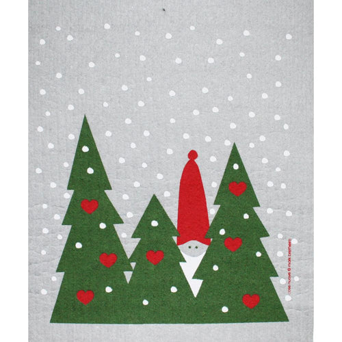 Swedish Dishcloth - Tomte in Forest
