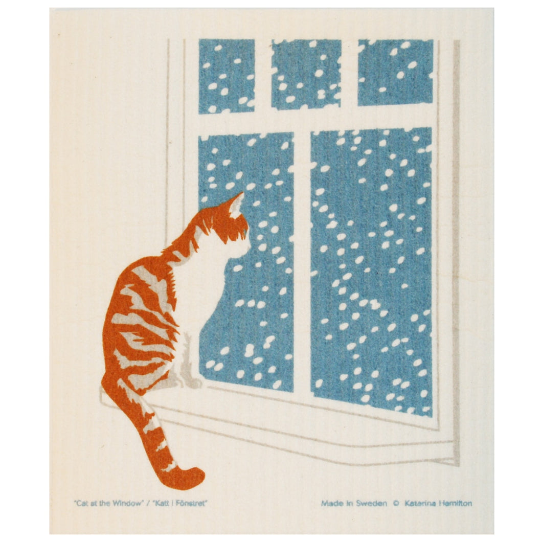 Swedish Dishcloth - Cat at Window